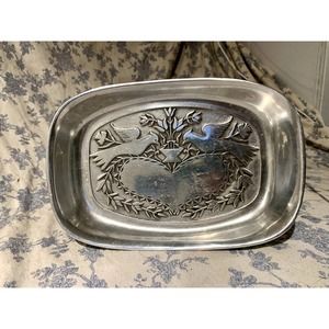 VTG RWP The Wilton Co Armitale Pewter Doves & Hearts Bread Tray